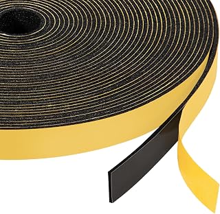 Yotache Thin Foam Tape Weather Stripping (.50) 1/2" Wide x 1/16" Thick | New Adhesive Craft, Seal Gasket for Speaker, Door Insulation, Soundproofing, Rattle, 33 Ft Length