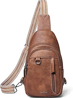 LATMAP Sling Bag for Women Men Leather Small Sling Backpack Daypack Anti Theft Fanny Pack Crossbody Purse Travel