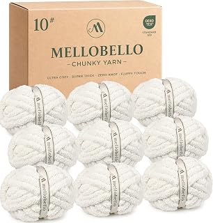 9 Pack Jumbo Chunky Yarn for Hand Knitting - Chunky Chenille Yarn for Crocheting Blankets,Super Soft Bulky Fluffy Yarn, (22yds,8oz Each Skein),Cream