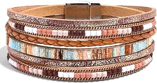 VIBILIA Boho Leather Wrap Bracelets for Women Multi-Layer Bracelets