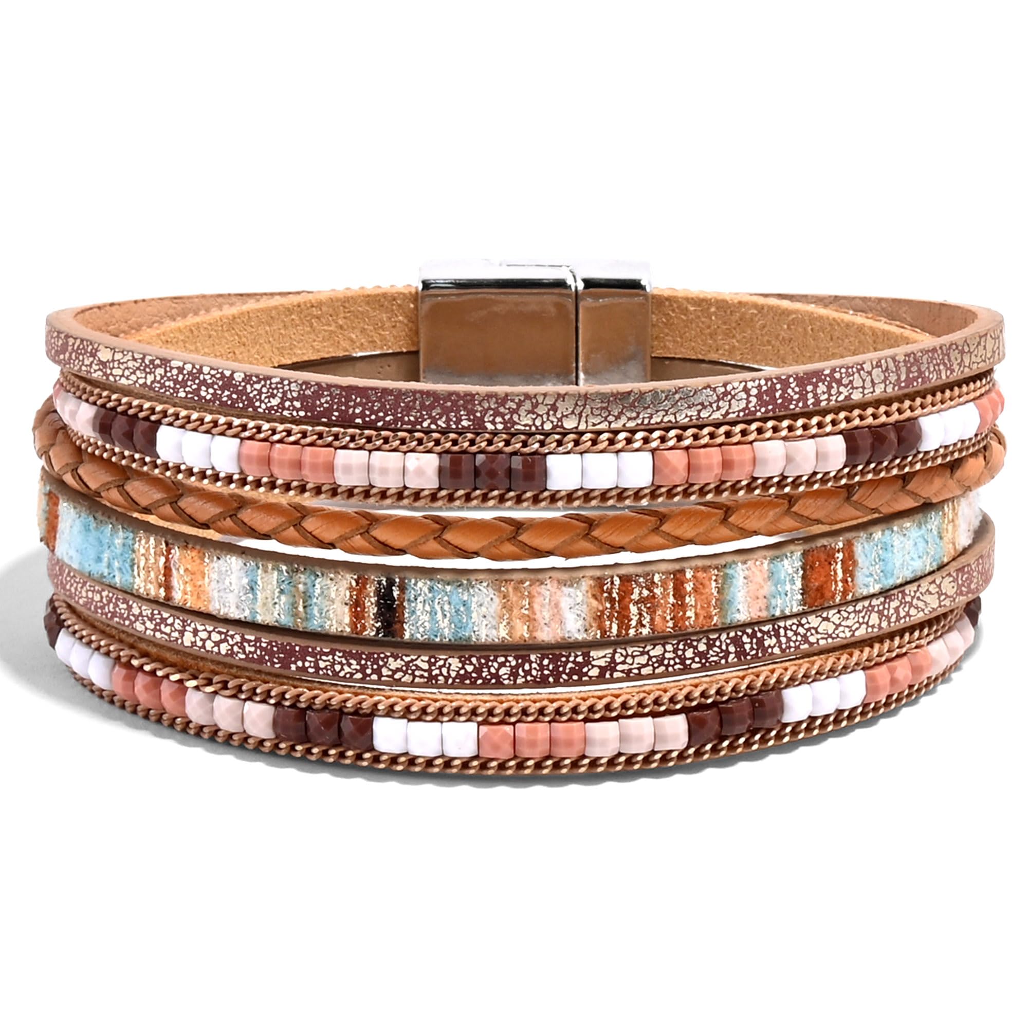 VIBILIA Boho Leather Wrap Bracelets for Women Multi-Layer Bracelets