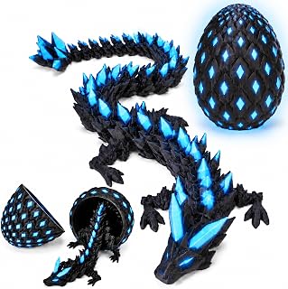 YILCER 3D Printed Dragon Eggs Glow in The Dark Prefilled Easter Eggs with Dragon Toy for Basket Stuffers 3D Printed Animals for Goodie Bag Fillers Unique Easter Basket Essentials for Kids Teens