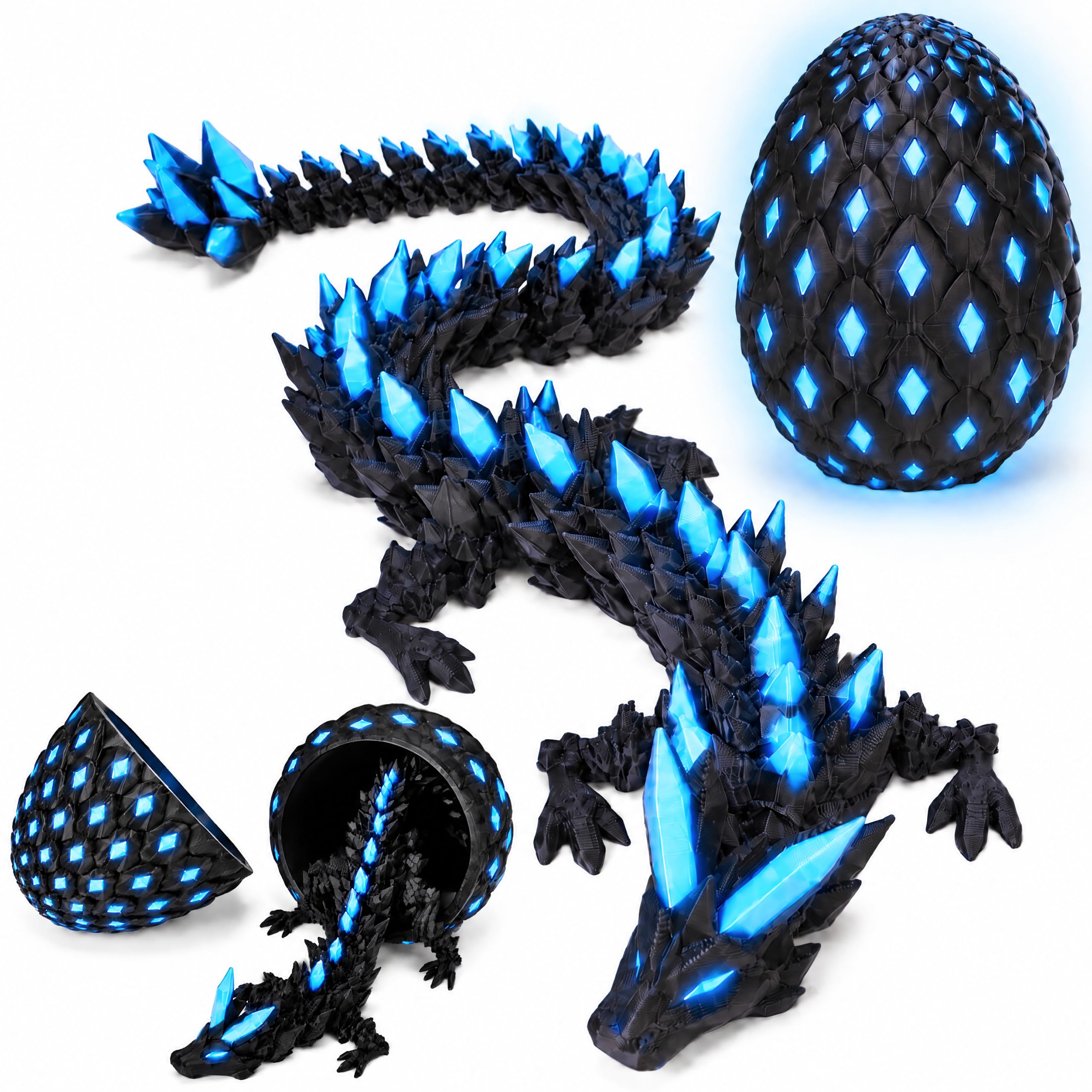 YILCER 3D Printed Dragon Eggs Glow in The Dark Prefilled Easter Eggs with Dragon