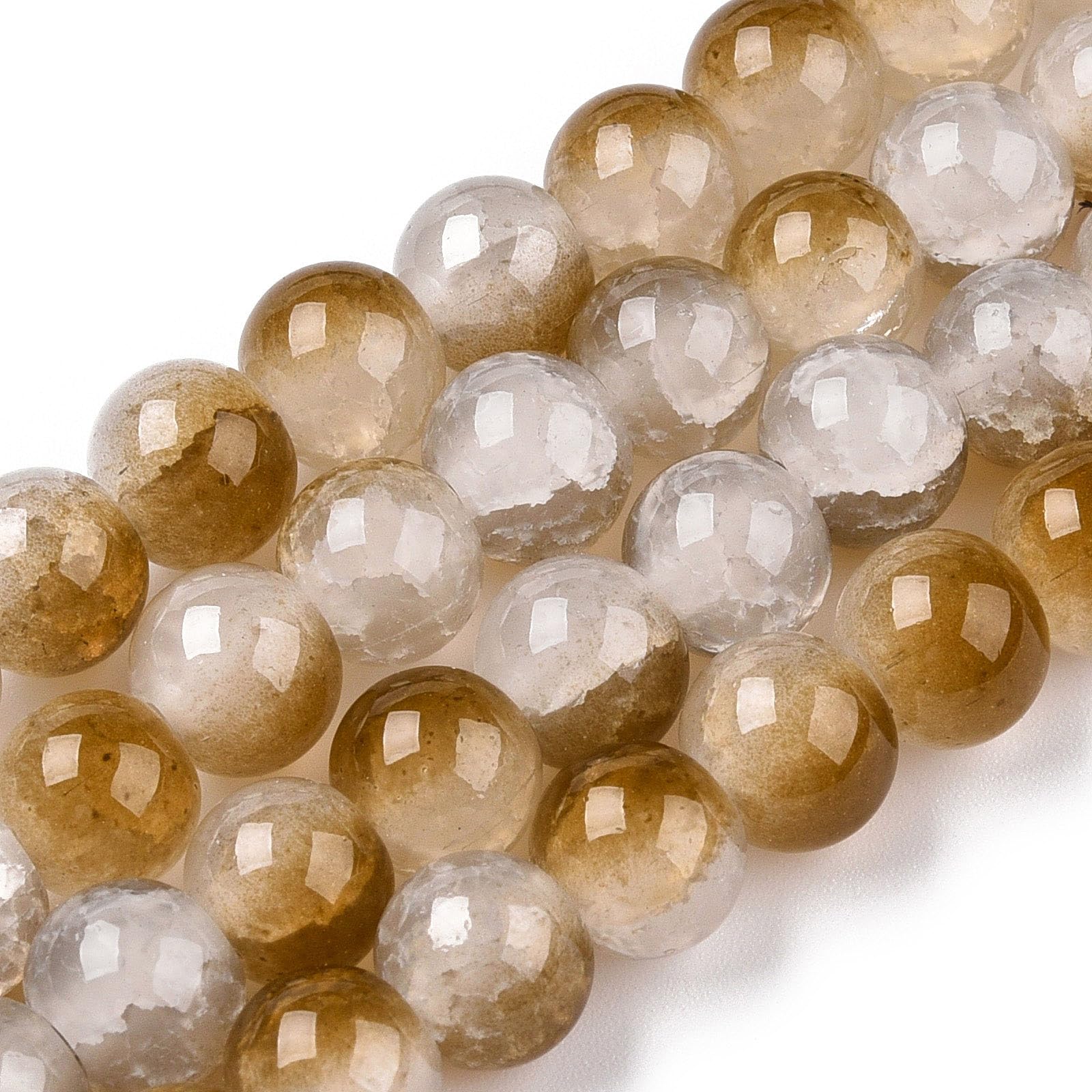 104pcs 8mm Round Crackle Glass Beads Imitation Jade Spacer Beads for Jewelry Nec