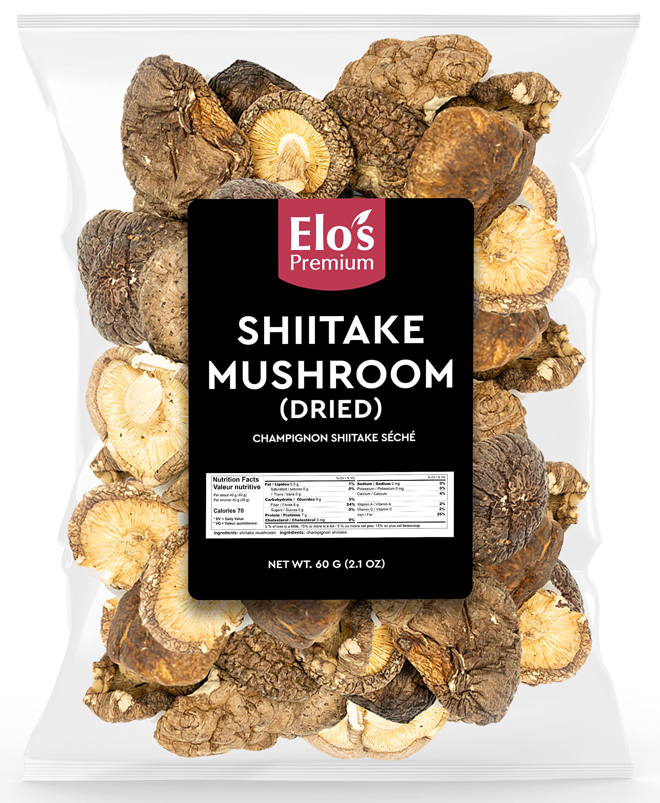 Dried Shiitake Mushroom (60g) Packed in Canada| Umami Fresh Flavour, Wild Harves
