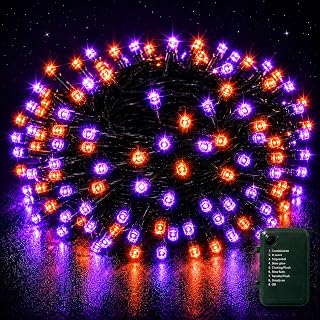 LEEDLIT Halloween Fairy Lights - 20m 200LEDs Orange&Purple Battery Lights | 8 Modes Timer Battery Operated String Lights , IP44 Waterproof Halloween Decorations Lights for Outdoor/Indoor/Garden/Tree