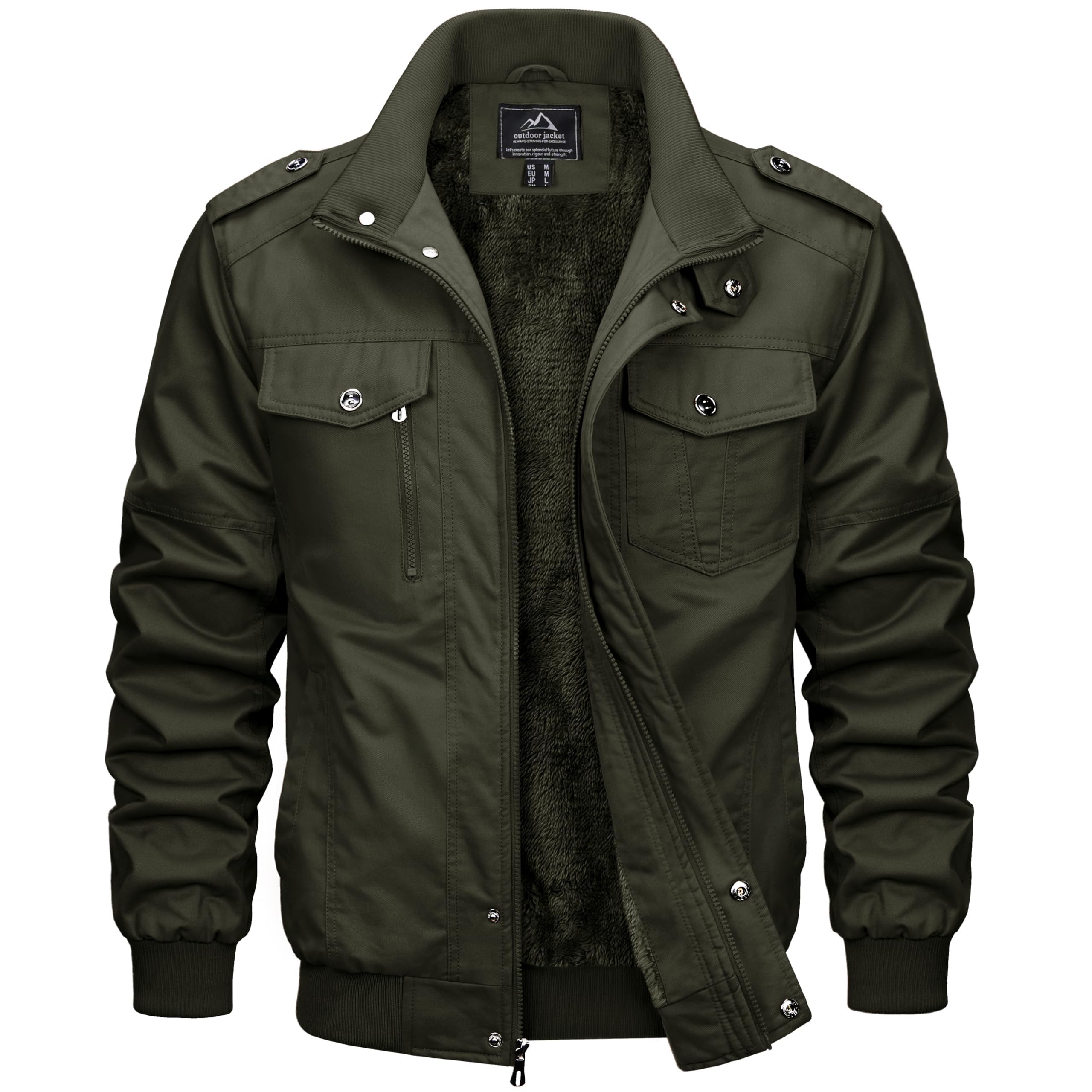 MAGCOMSEN Men's Warm Fleece Winter Jacket Military Bomber Jacket Casual Work Jac