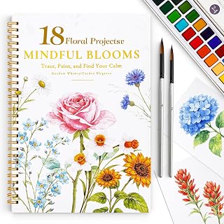 Watercolor Workbook for Beginners,18 Floral Water Coloring Book,Relaxing & Easy to Paint Water Coloring Book with 24 Colors-Perfect for Gifting to Creativity & Joy for Adults