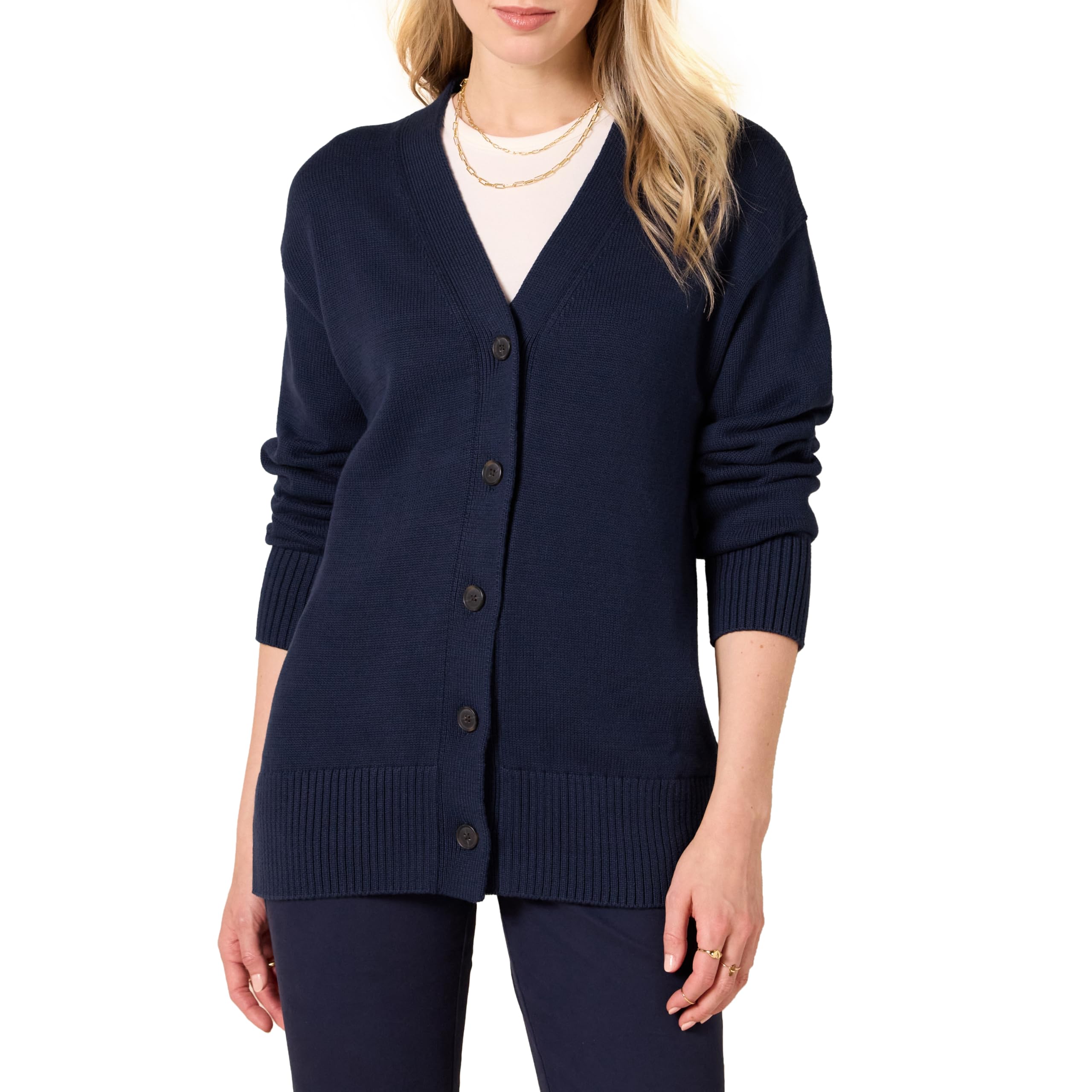 Amazon Essentials Womens V-Neck Midweight Relaxed-Fit Cardigan Sweater
