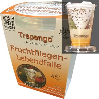 Trapango® Fruit Fly Trap Live Trap, Reusable, Made in Germany | Effective, great catching success with small fruit piece, easy to use, animal-friendly fruit fly trap for kitchen and