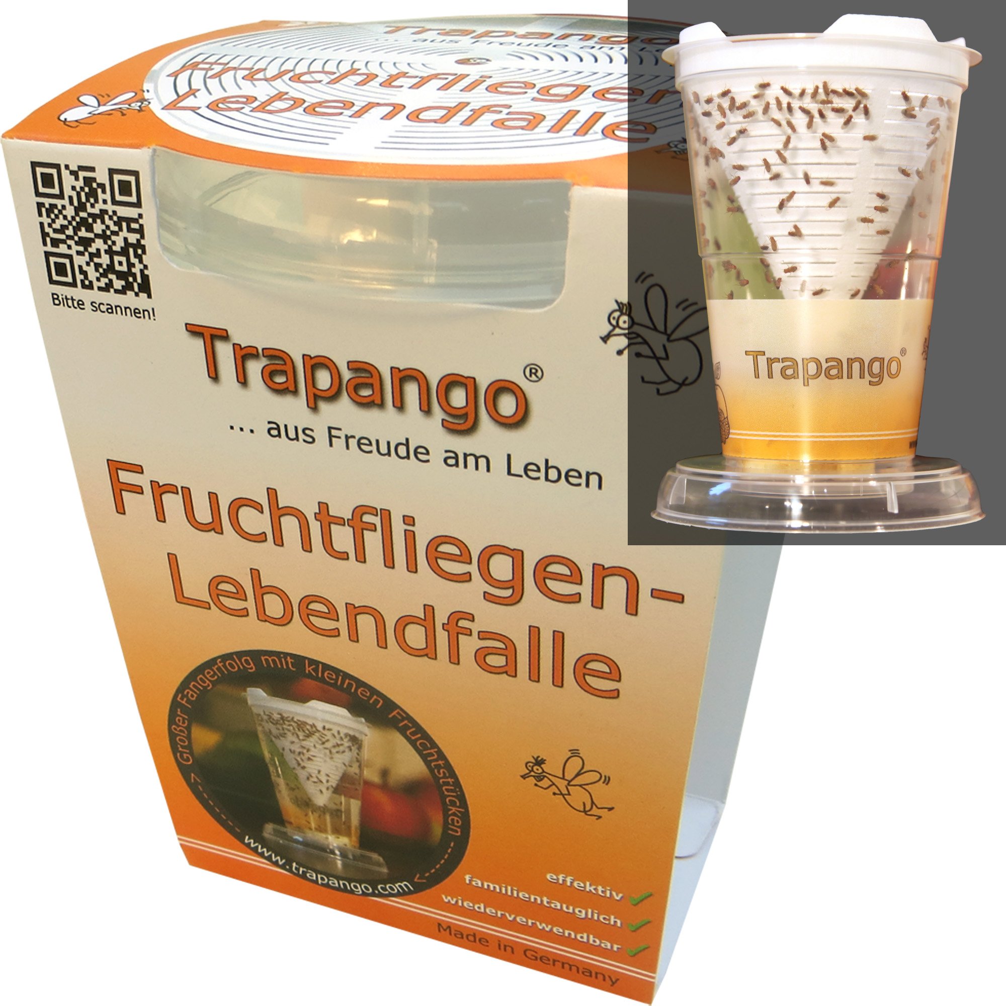 Trapango® Fruit Fly Trap Live Trap, Reusable, Made in Germany | Effective, great