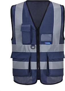 AYKRM 21 Couleur Safety Vest High Visibility Safety Vest with Pockets High Visibility Reflective Work Jacket Reflective Vest with Zipper