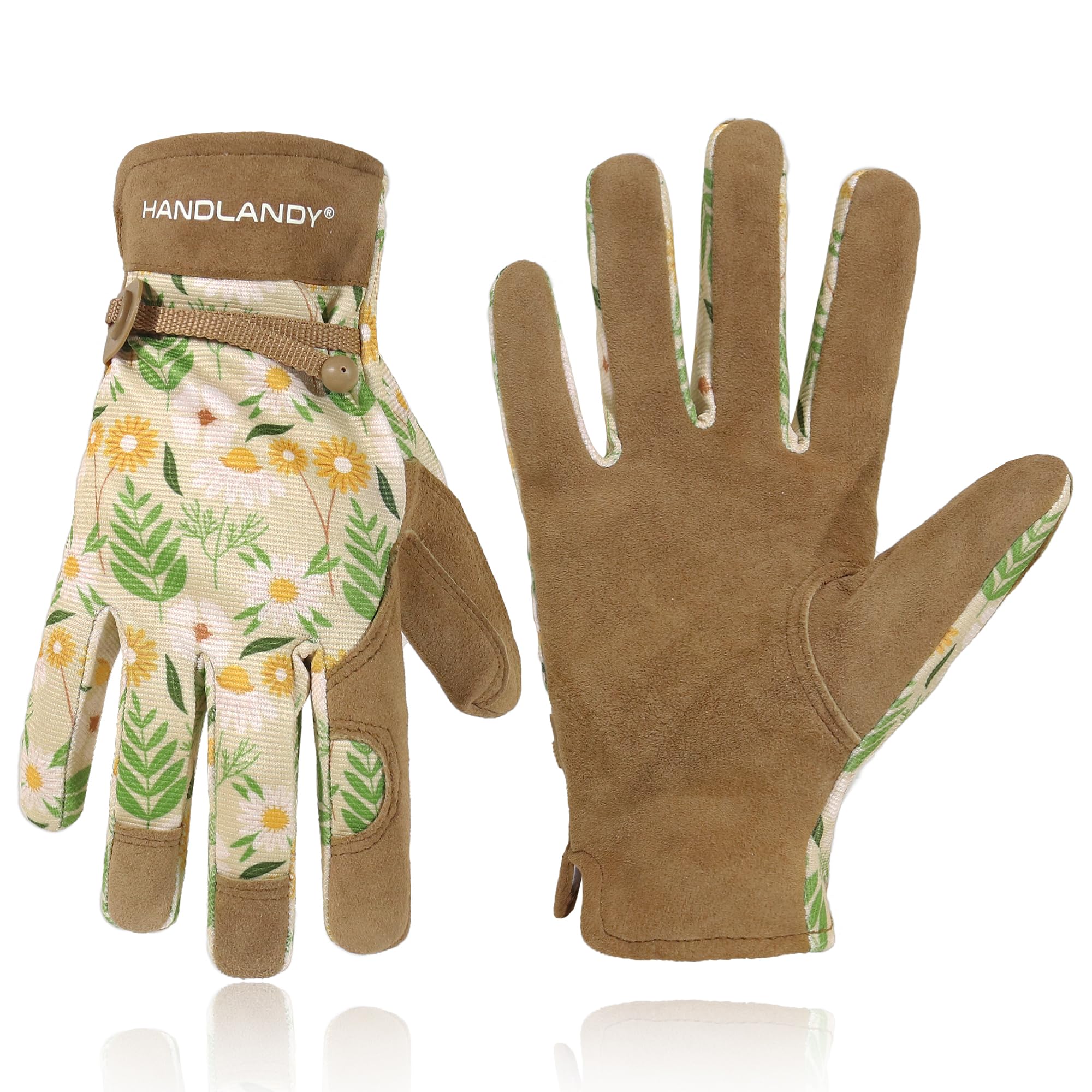 GIAMZONP Work Gloves for Women and Ladies, Leather Gardening Gloves Flexible Mec