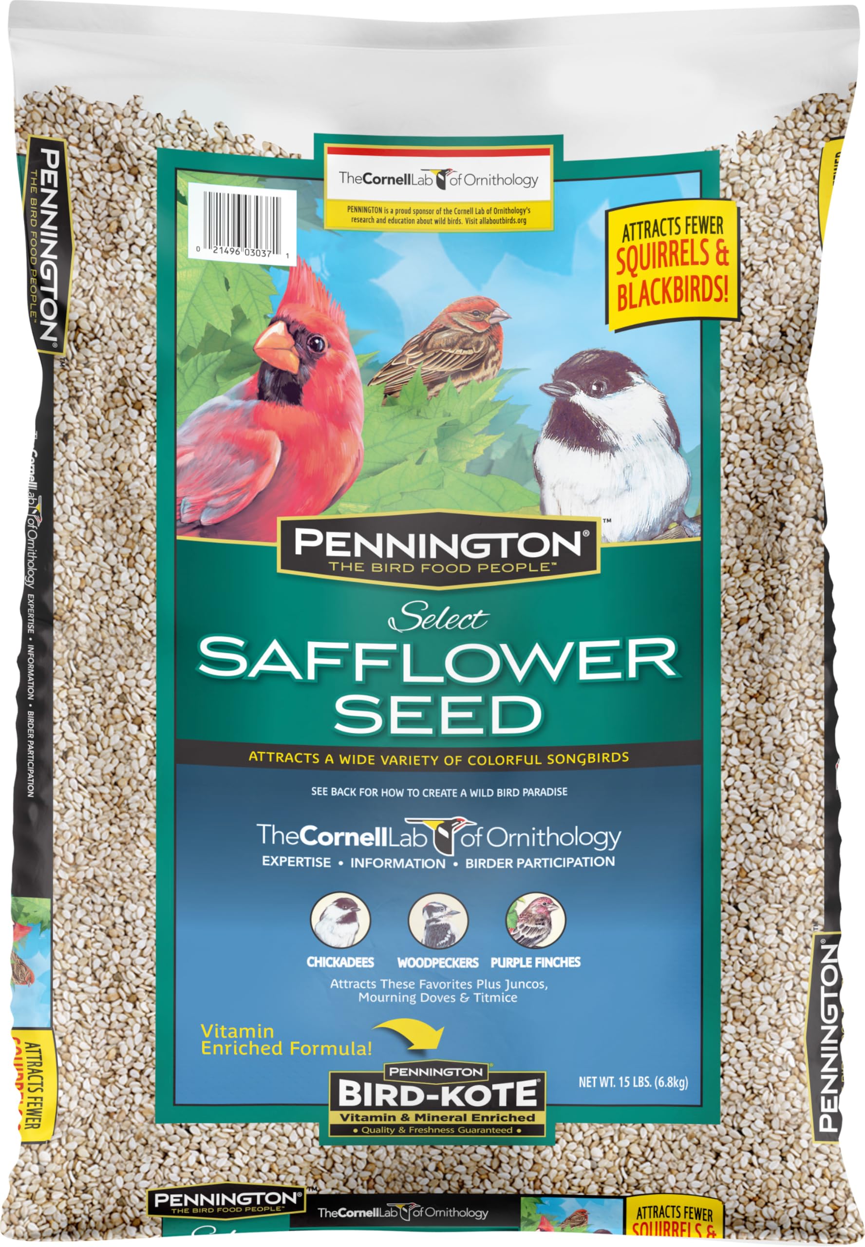 Pennington Select Safflower Seed 15 lb Bag | Bird Seeds for Outside Wild Birds, 