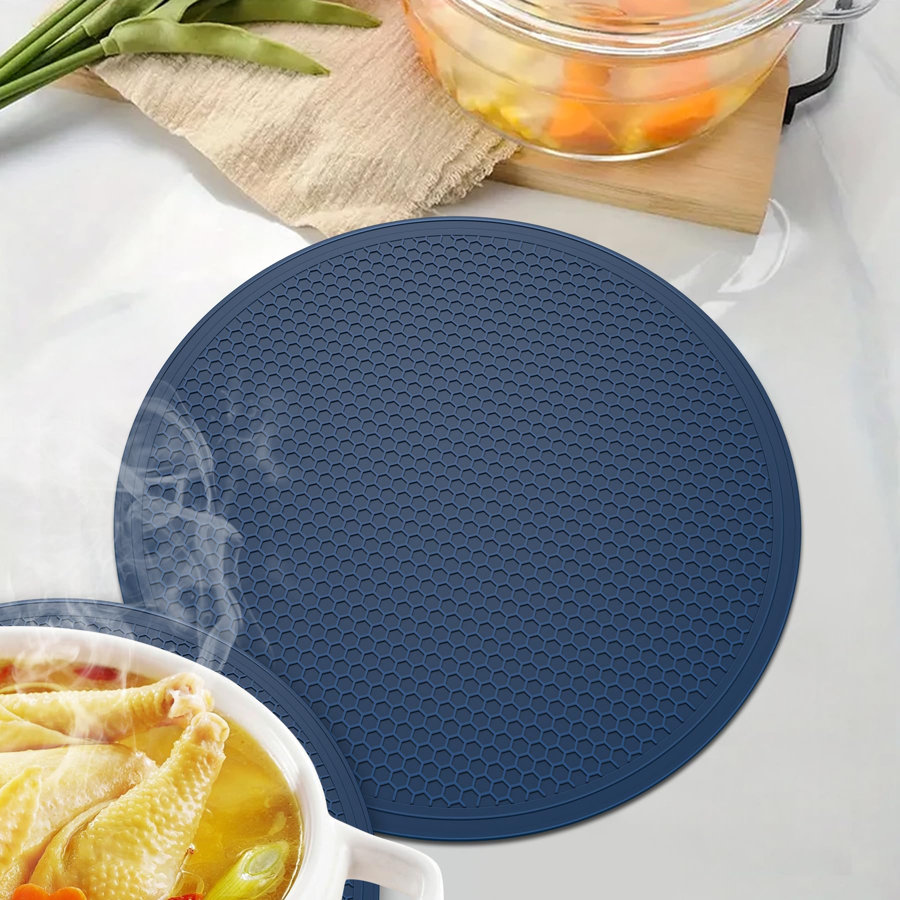 Trivet for Hot Dishes - Silicone Pot Holders and Kitchen Mat Set, Desk Mats for 
