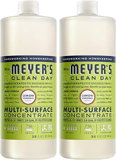 MRS. MEYER'S CLEAN DAY Multi-Surface Concentrate, Lemon Verbena, 2 Pack | 32 oz, Dilute with Water for Powerful Cleaner, Makes Up to 16 Gallons per Bottle, Removes Dirt and Freshens Surfaces