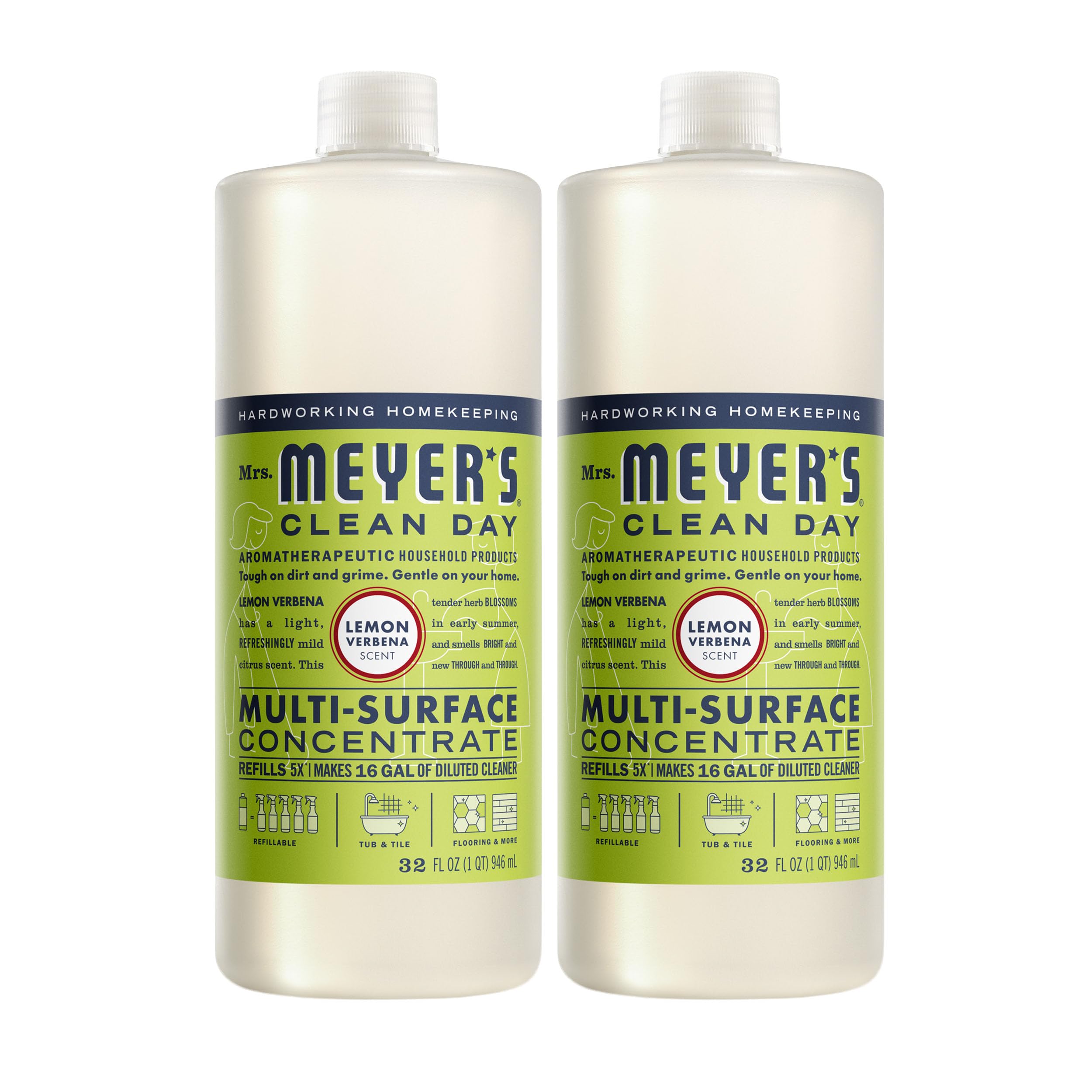MRS. MEYER'S CLEAN DAY Multi-Surface Concentrate, Lemon Verbena, 2 Pack | 32 oz,