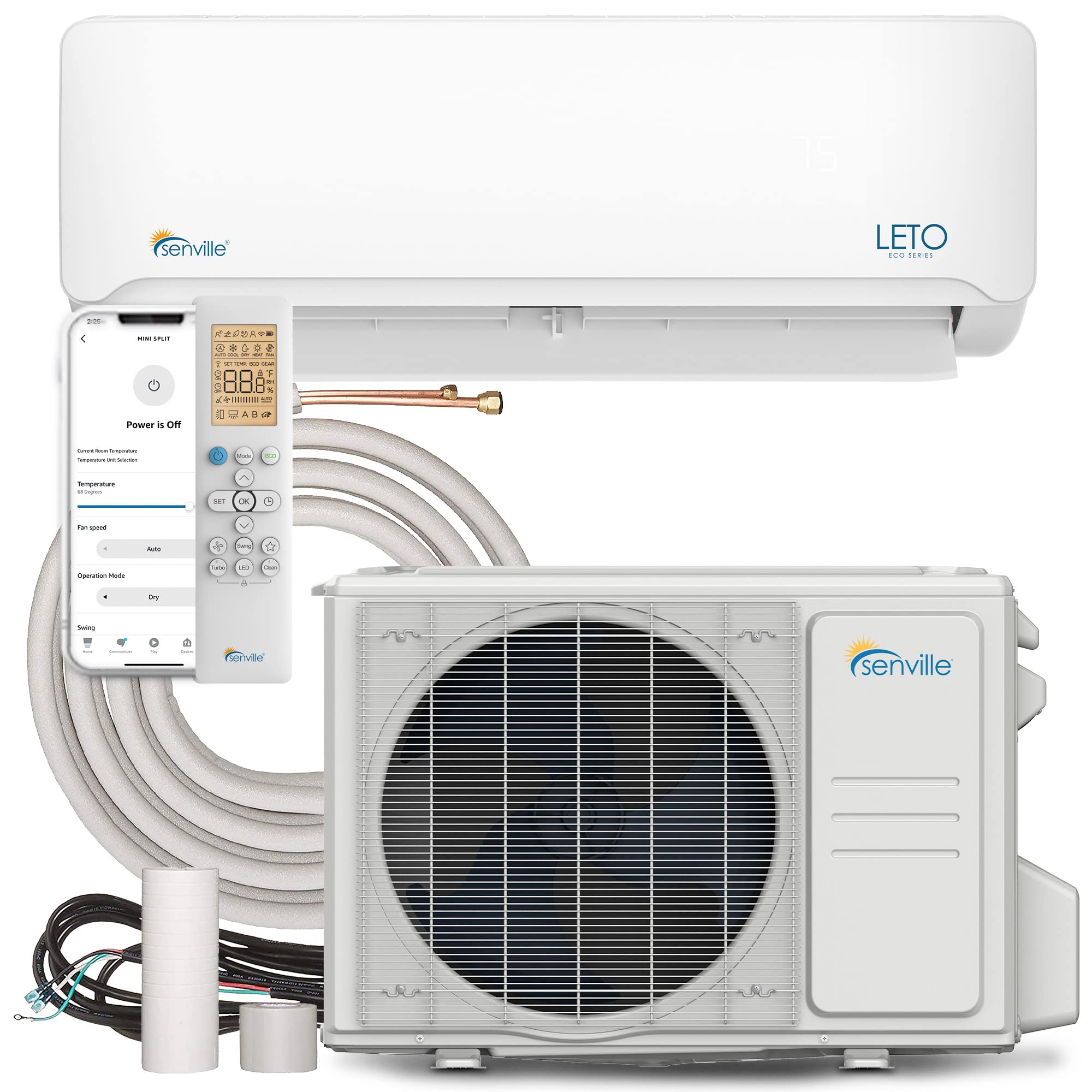 Senville LETO Mini Split Air Conditioner, Heat Pump, White, 12000 BTU | Ductless