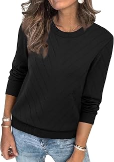 Sampeel Maglioni da donna a girocollo a maniche lunghe in maglia morbida pullover maglioni accoglienti camicie casual eleganti abbigliamento alla moda