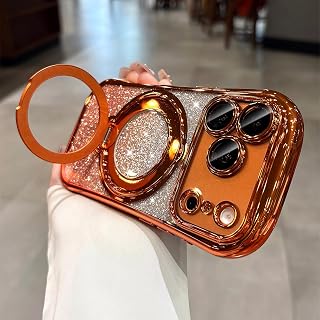 LXK 360 Spin Magnetic Stand for iPhone 18 Pro Max Case Glitter Bling Card