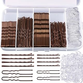 Teenitor 300Pcs Bobby Pins Hair Pins, Hair Pin for Women Bobby Pins Brown | 2" 2.75" Bobby Pins and 2" 2.36" Hair Pins, 100 Hair Pins for Buns 100 Bobby Pins for Women, 100 Hair Bands With a Container