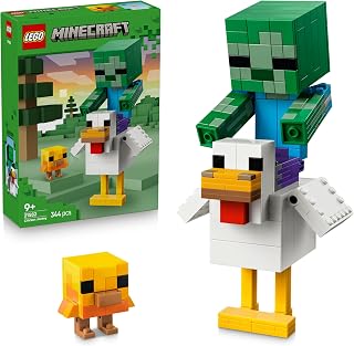LEGO Minecraft Chicken Jockey 21582 | Toys for 9+ Year Old Boys & Girls, 3D Model Kit, 3 Figures, Gaming Room or Bedroom Decor, Birthday Gift Idea, 344 Pieces