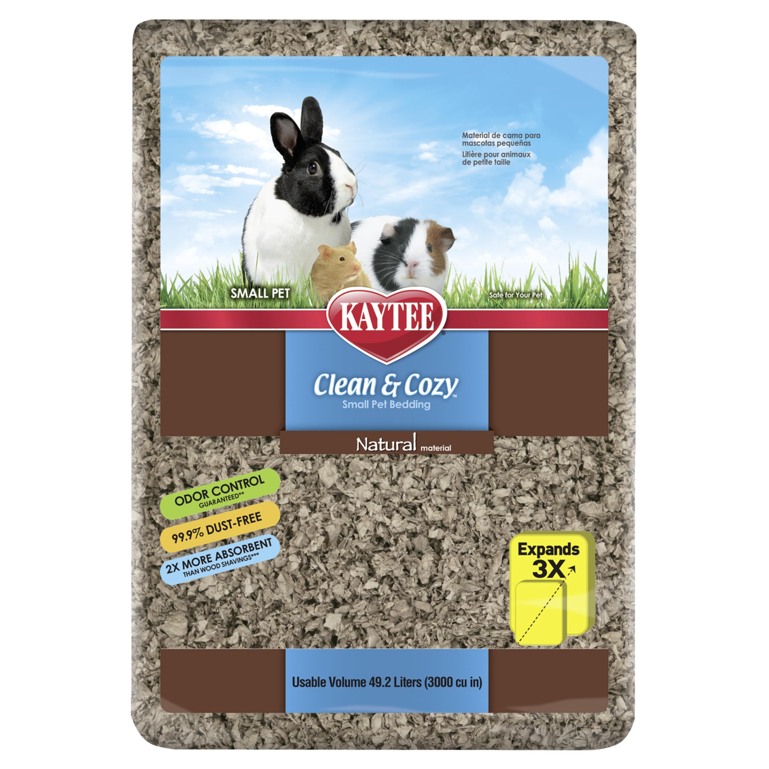 Kaytee Clean & Cozy Natural Small Animal Bedding, Expands to 49.2L