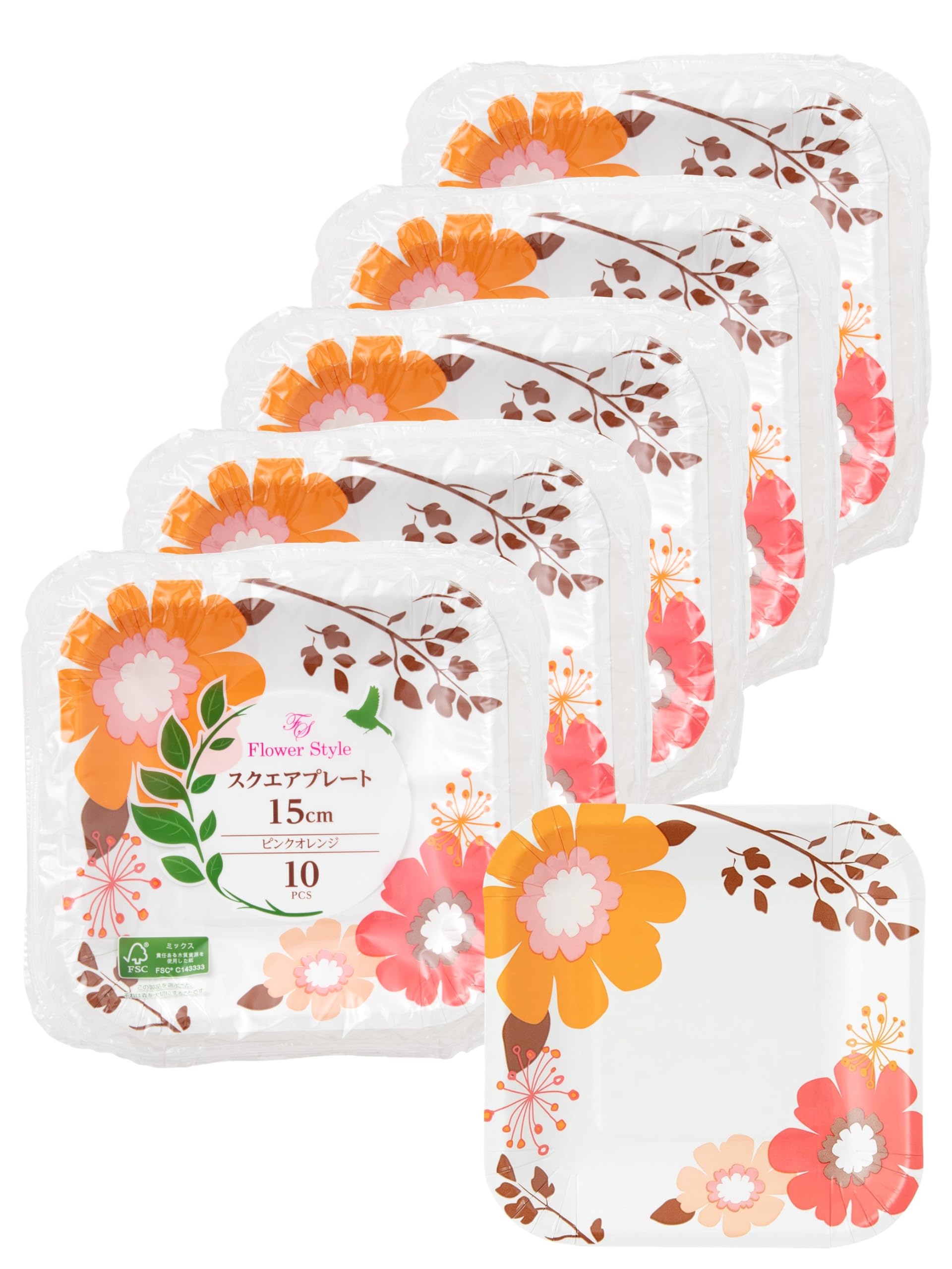 Strix Design Paper Plates Disposable Square 50 Sheets (10 x 5 Pack) 15cm Exotic 