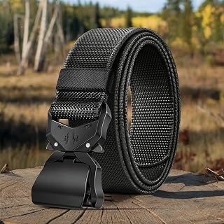 Mens Tactical Belt, Nylon Elastic Military Belt Gift for Men Work Heavy Duty 1.5" Quick Release