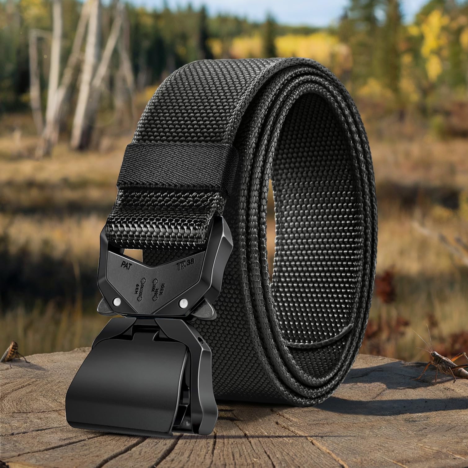 Mens Tactical Belt, Nylon Elastic Military Belt Gift for Men Work Heavy Duty 1.5