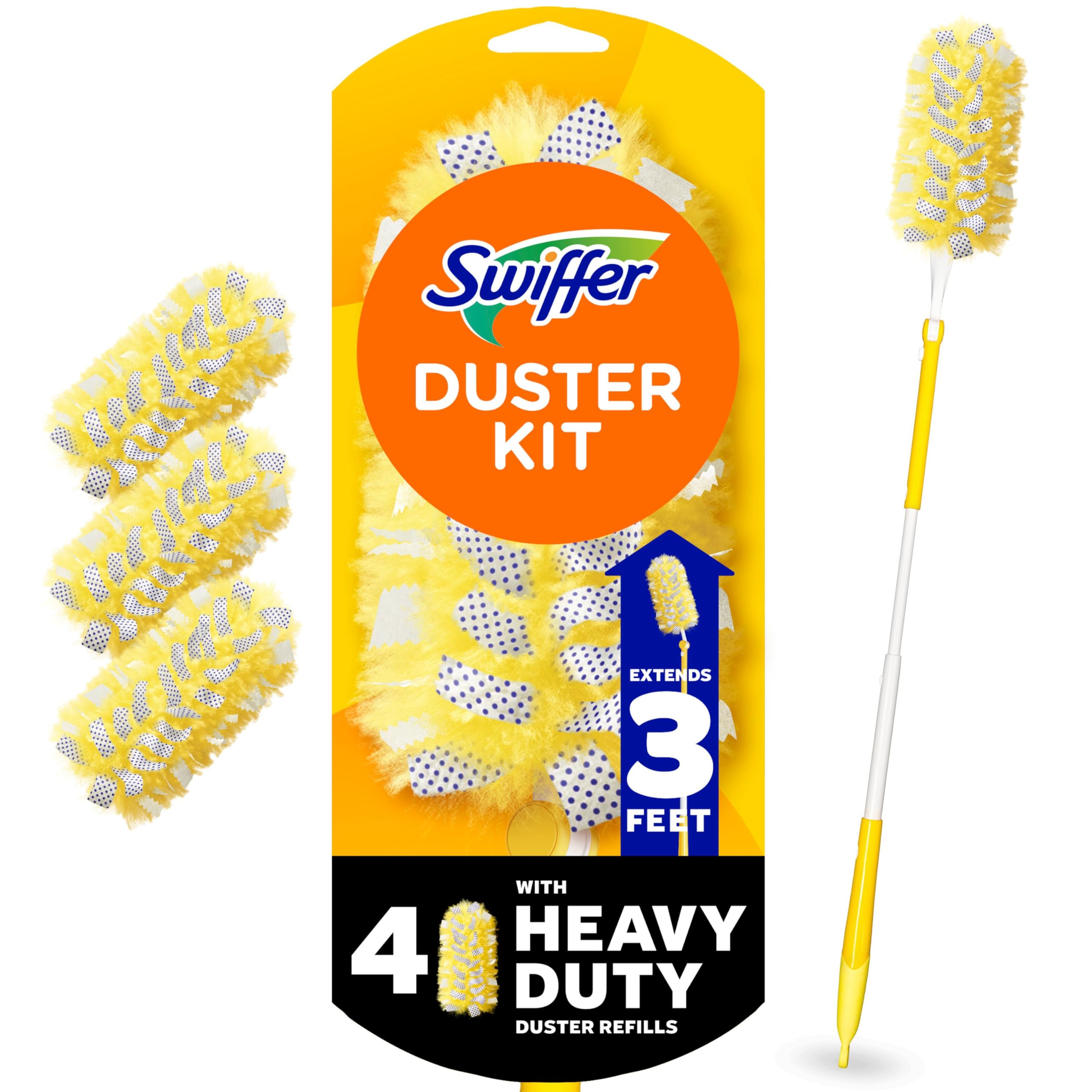 Swiffer Duster Kit with 3ft Extendable Handle, Heavy Duty Dusting Starter Kit wi