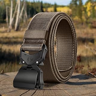 Mens Tactical Belt, Nylon Elastic Military Belt Gift for Men Work Heavy Duty 1.5" Quick Release