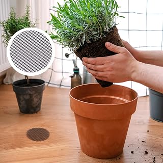 100 x Flower Pot Hole Mesh Pads 5cm Round Drainage Hole Plant Drainage Sieve Prevent Earth Drain, Bonsai Ground Grid Mat