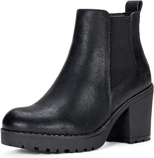 Vepose Women's Platform Chelsea Ankle Boots, Chunky Block Heel Booties