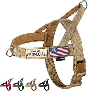Annchwool No Pull Dog Harness with Soft Padded Handle, Reflective Strips Escape Prevention, Easy Adjustable Dog Harness for Small Medium and Large Dogs for Training & Walking (Brown, L)