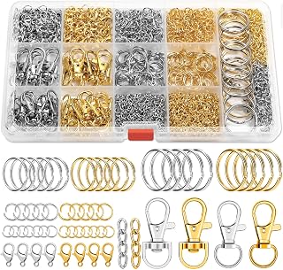 PAXCOO Keychain Making Kit, Keychain Craft Supplies Including Key Chain Hooks, Lobster Clasps, Key Rings and Jump Rings for Key Chain Making and Jewelry Making