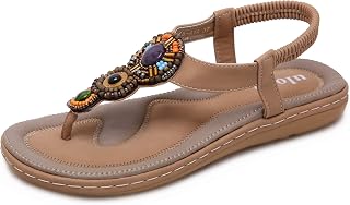 Women's Summer Flip-Flop, Bohemian, Flat, Toe Separator Sandals with Rhinestones, Size 3-9