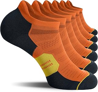 CS CELERSPORT Men's Ankle Running Socks with Cushion, Arch Support Low Cut Athletic Tab Socks for Men Women 6 Pack