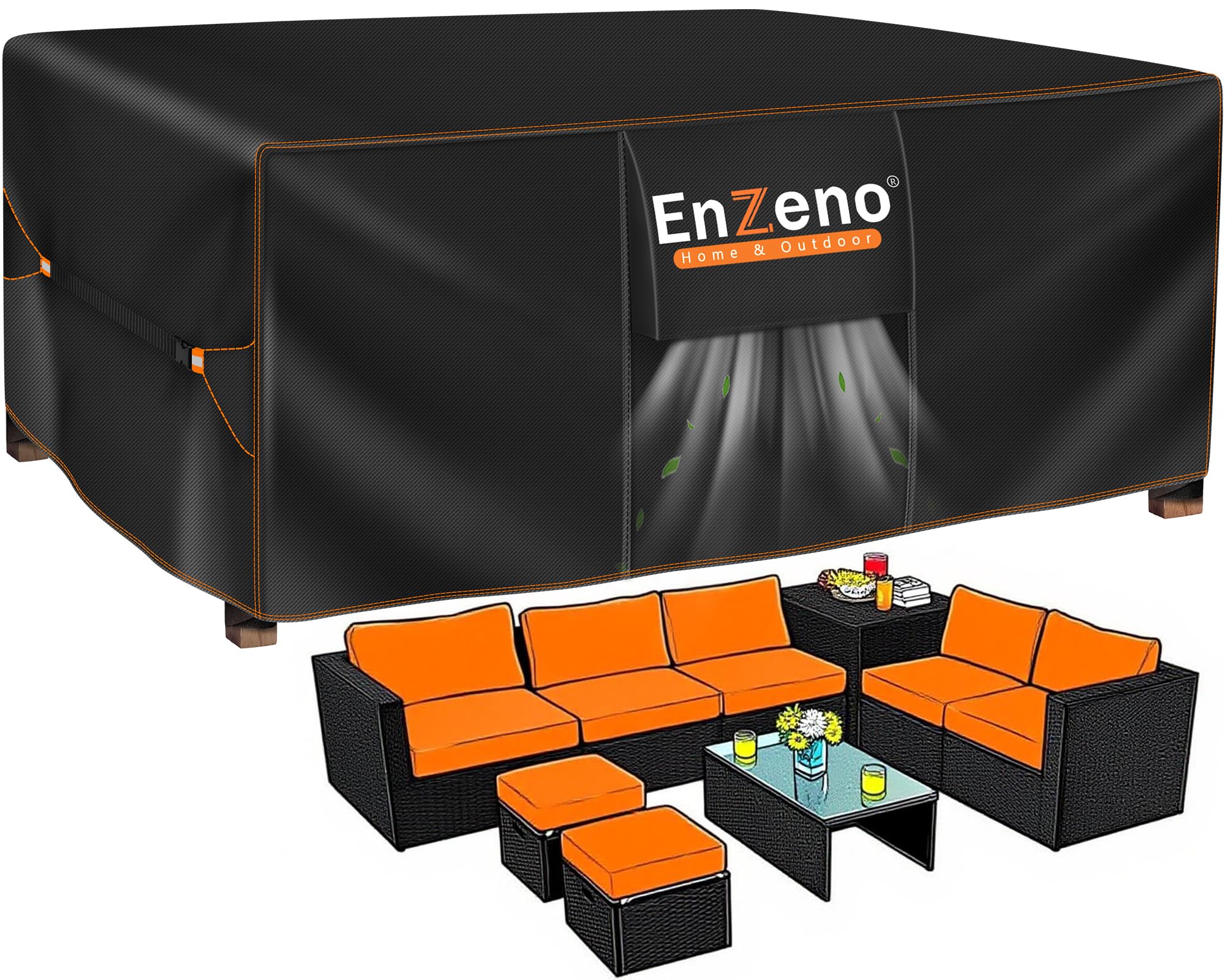 Enzeno Garden Furniture Cover Waterproof,Outdoor Sofa Table Chair Set Cover