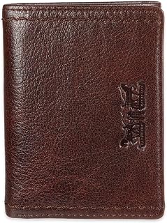 Levi's Men's Heavy Stitch Leather Trifold Wallet, Brown, One Size