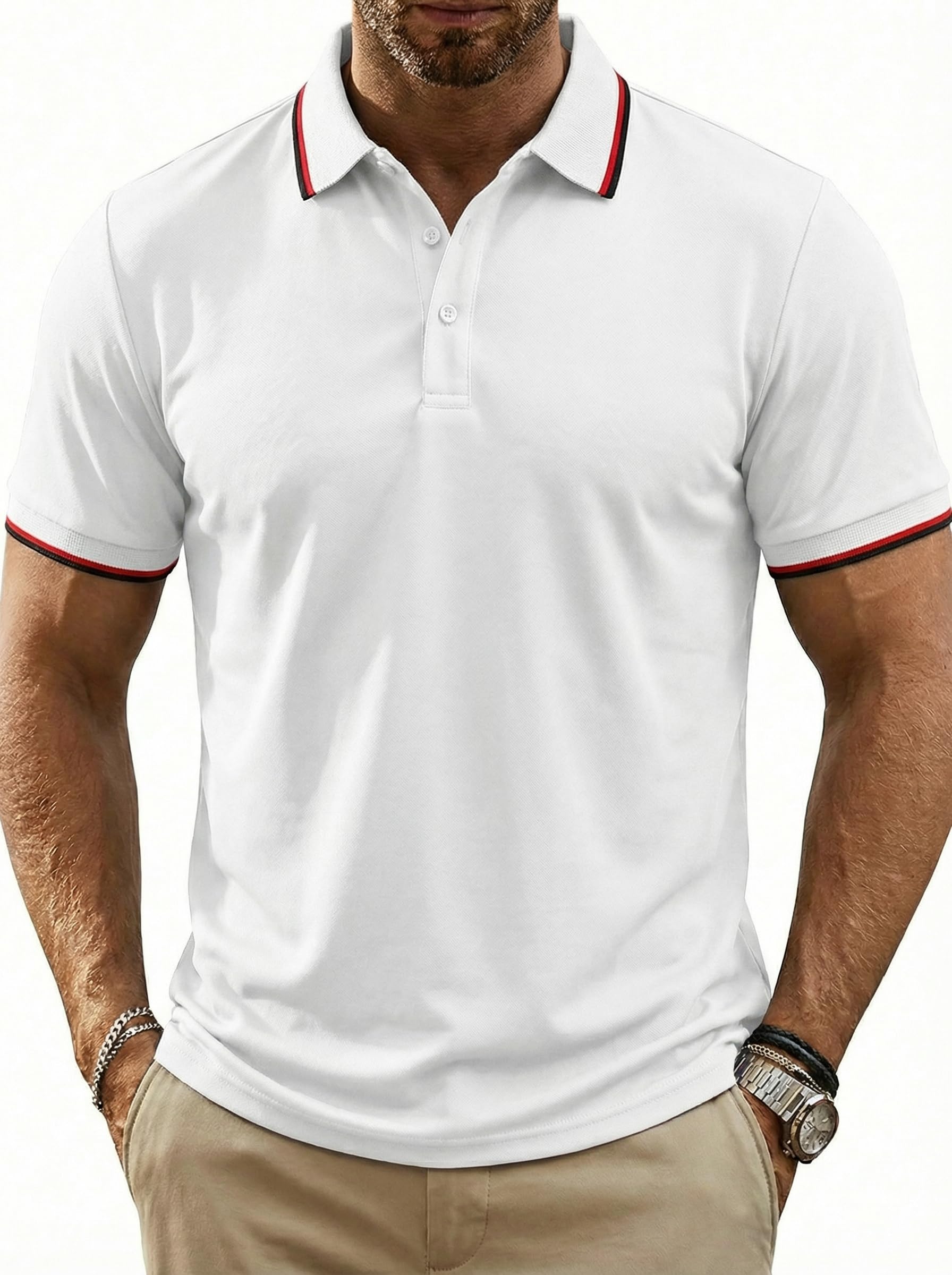 Men's Breathable Active Polo Shirt Golf Quick Dry Performance Casual Wear Short 