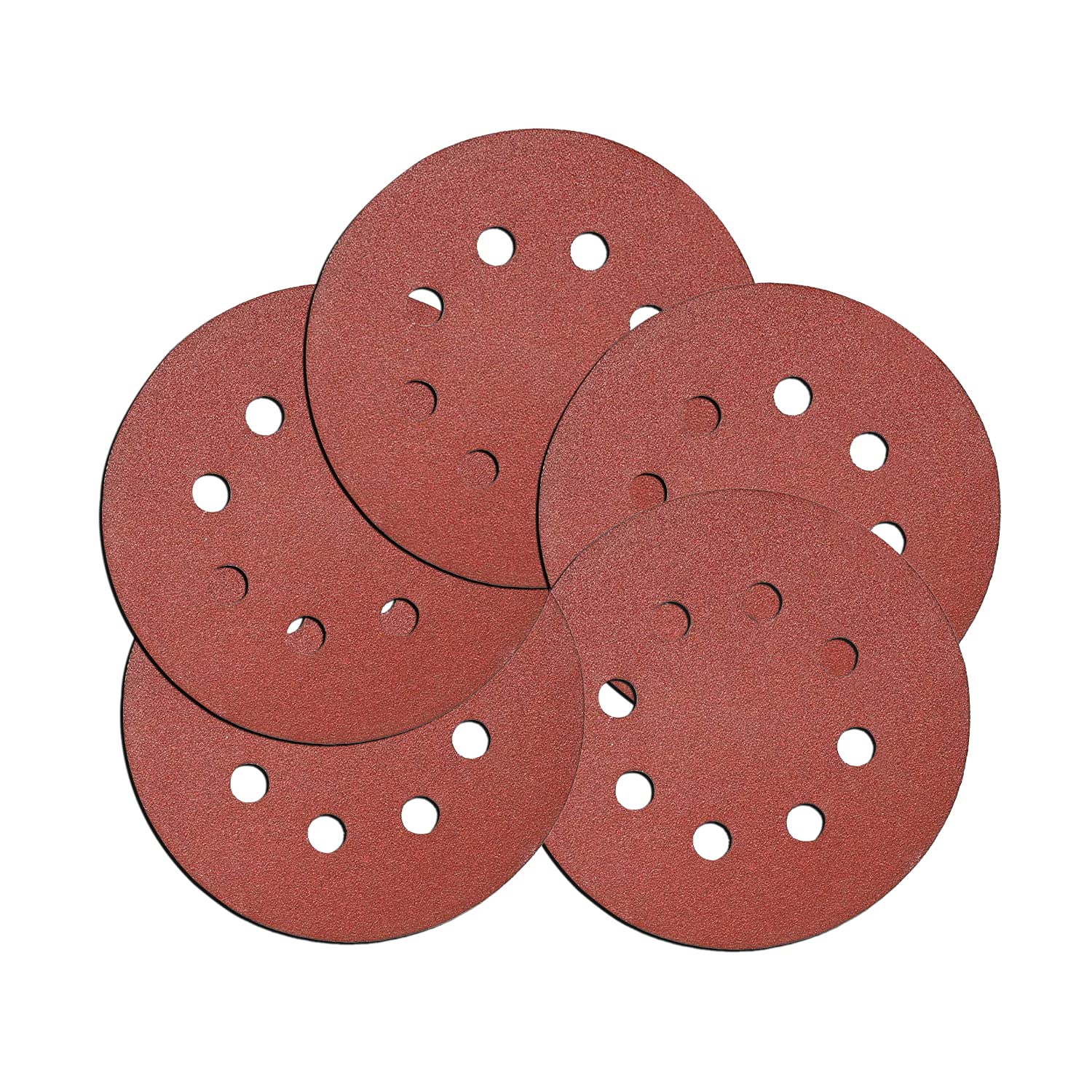 100PCS 5 Inch(127mm) 8 Holes Sanding Discs-60 80 120 180 240 Grit Assorted Sandp