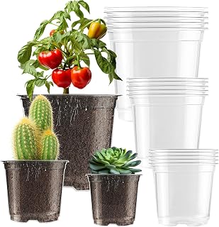 auriikoop Clear Nursery Pots for Plants, 15 Pack 3.5/4/5 Inch Plastic Plant Pot with Drainage Holes High Transparency Seedling Planter for Seed Starter