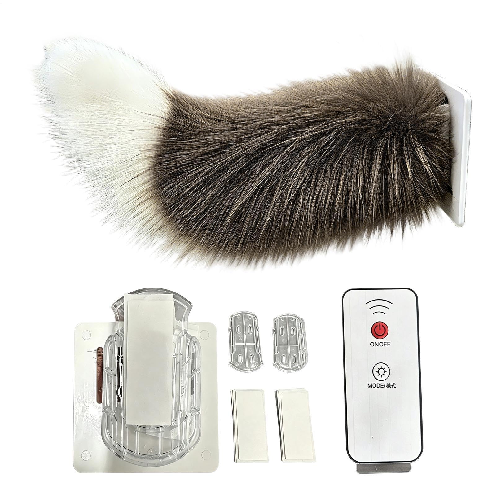 Animated Wagging Tail Device, USB Rechargeable Motion Plush Accessory, Auto Vibr