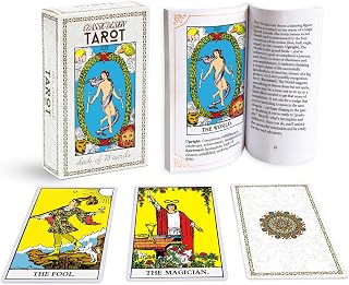 Classic Tarot Cards, 78 Card Tarot Deck with Guide Book for Beginners | 350 GSM linen-textured cardstock, full-color 92-page English guide, card meanings, 3 spreads, symmetrical backs, keepsake box