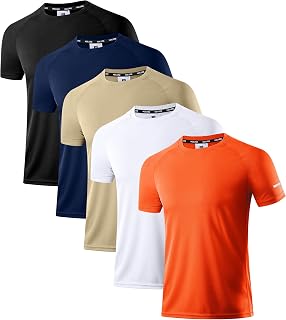 Holure Men's Sports T-Shirts, Breathable, Quick-Drying, Short-Sleeved, Functional, for Running, Summer Fitness, Training, Hiking, Working out, Bodybuilding, Pack of 3 or 5