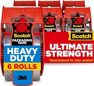 Scotch Heavy Duty Packing Tape, 1.88 in x 800 in, 6 Rolls | Clear Packing Tape, Guaranteed to Stay Sealed*, Heavy Duty Tape for Boxes, Shipping, Moving, and Storage