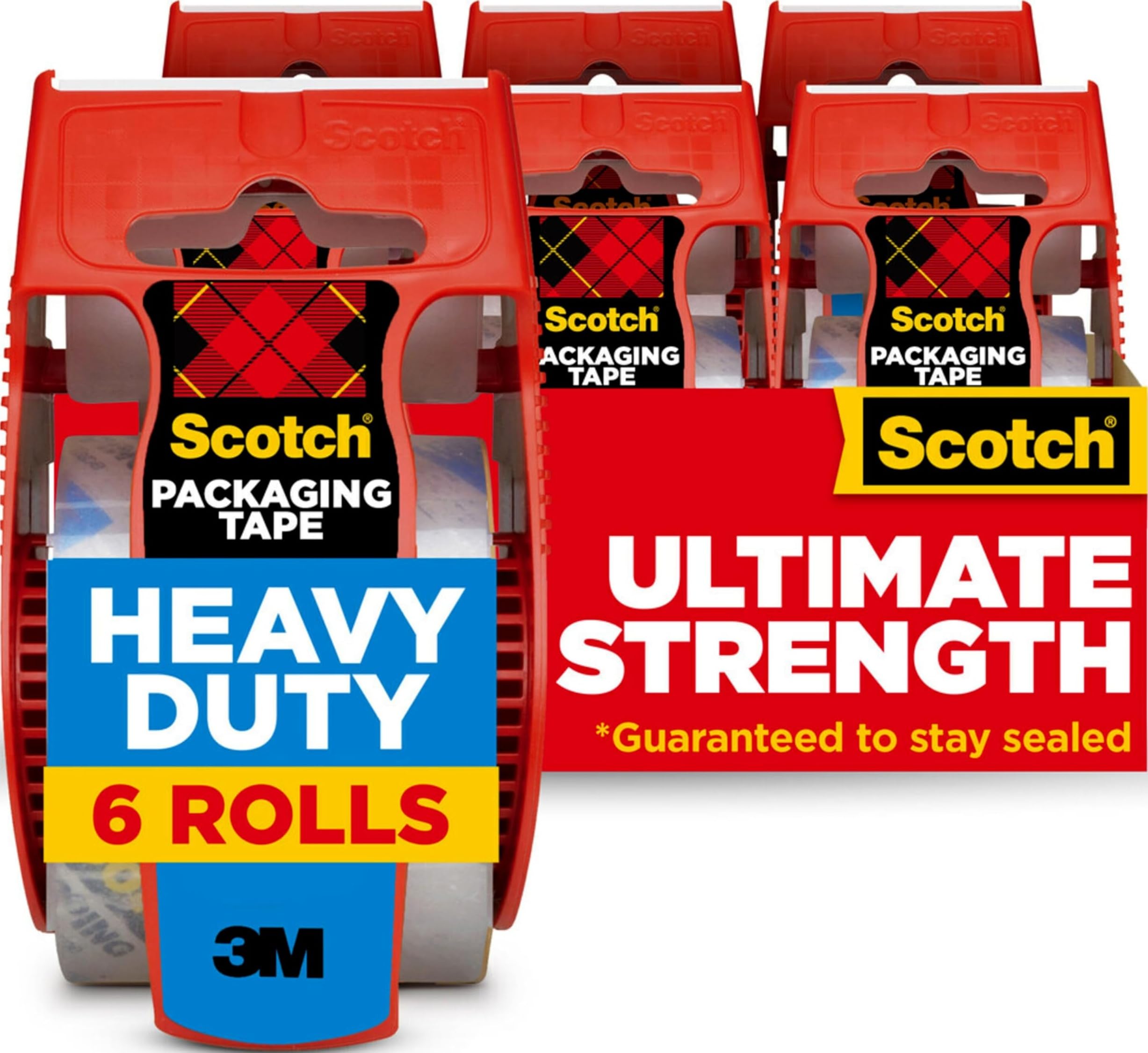 Scotch Heavy Duty Packing Tape, 1.88 in x 800 in, 6 Rolls | Clear Packing Tape, 