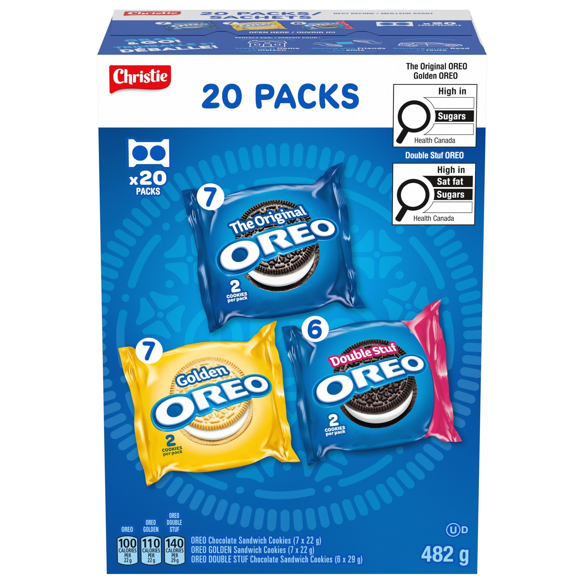 OREO, 20 Snack Packs (Individually Wrapped), 40 Cookies, School, Lunch, Travel, 