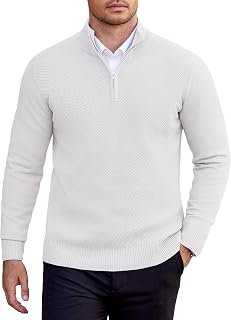COOFANDY Men's knitted jumper with long sleeves, fine knitted sweater, round neck, warm, winter sweatshirt, casual sweatshirt